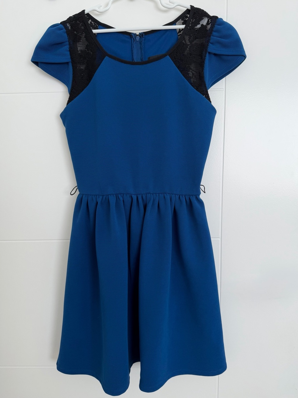 Sz 3 City Studio Fit and Flare Dress Royal Blue Black Lace Prom Wedding Casual